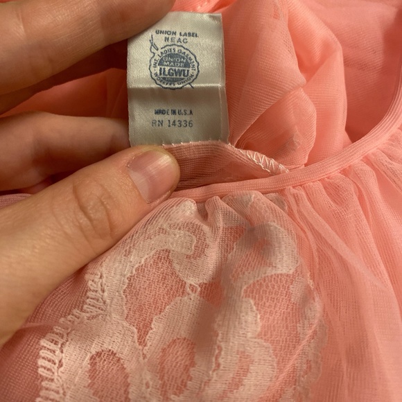 Vintage Lingerie Coral Peach Babydoll Top/Slip - Picture 3 of 4